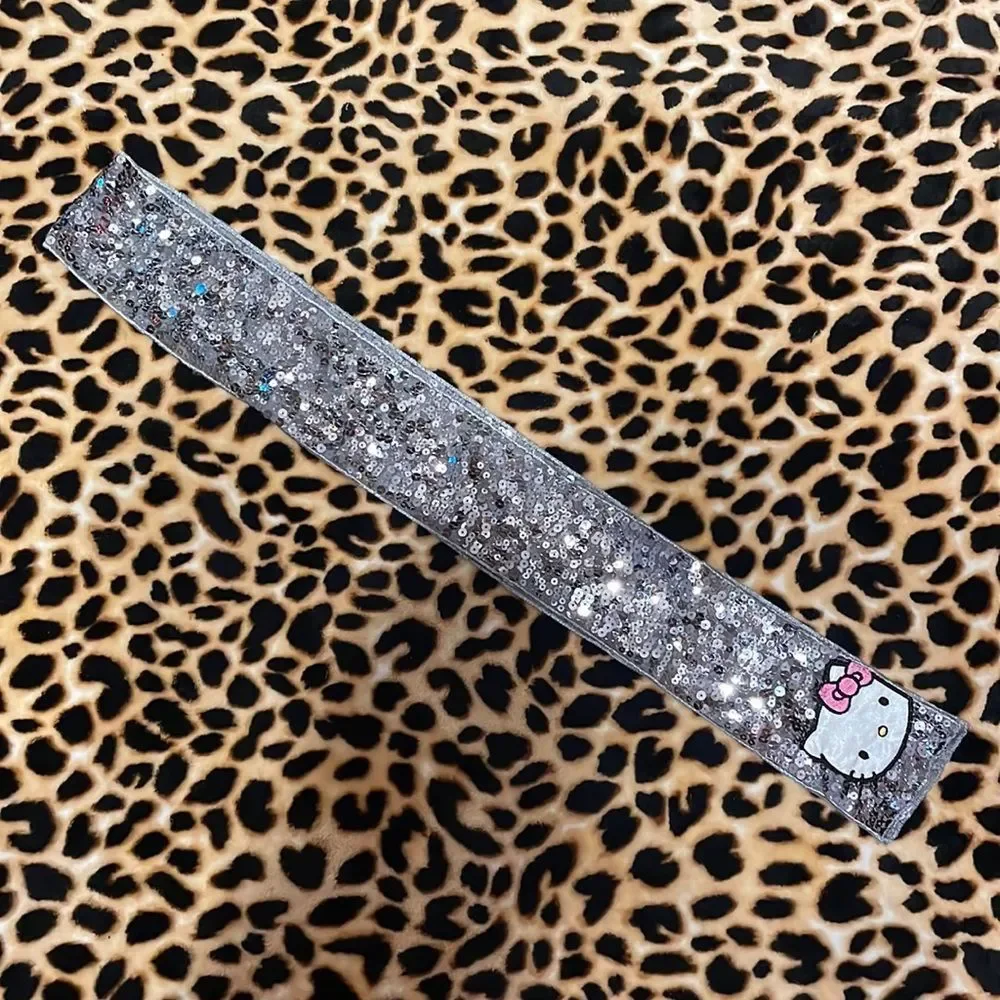 •SARIO• HELLO KITTY SILVER SEQUINED BELT/SCARF WITH EMBROIDERED HELLO KITTY. O/S